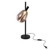 Lampa de noapte Denso 26 negru abajur de sticla cupru pentru citit