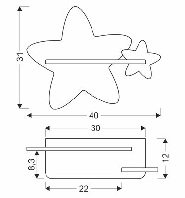 5W IQ Kids Regalwandleuchte mit Kabel und Stecker Star Candellux 21-75734