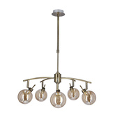 Suspension Lentini patine 5x40w g9 avec abat-jour ambre