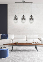 Lampa wisząca srebrna szklana regulowana 3x60W Celia Candellux 33-51585