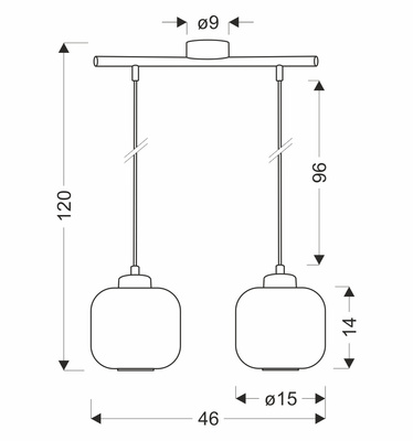 ESTILO lampa wisząca czarny 2x40W E27 klosz biały