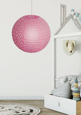 Abat-jour en papier rose à pois boule 35cm Cocoon Candellux 70-94028