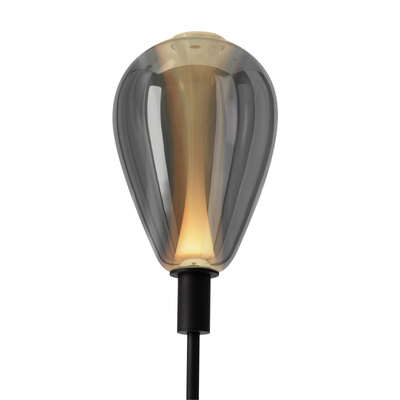 Lampadaire Denso noir avec abat jour en verre fumé moderne 1x5W G9