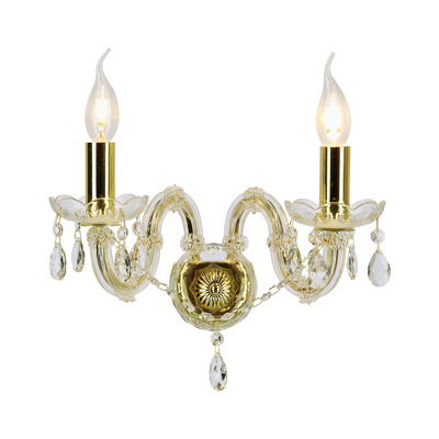 Classic gold crystal LED wall sconce
