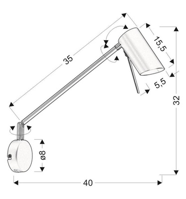 Applique rotative orientable blanc mat GU10 40W Milly Candellux 21-73907