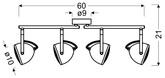 Wall lamp strip 4X50W GU10 concrete gray PENT 94-68071