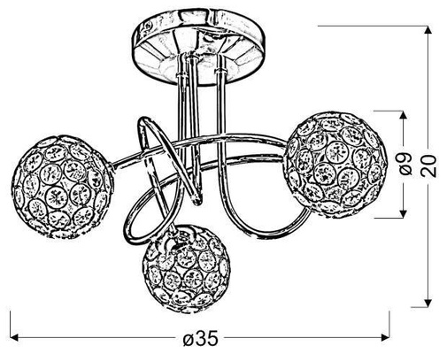 DECKENLEUCHTE CANDELLUX SALE 98-85996 STARLET PLAFON 3X40W G9 CHROM/TRANSPARENT