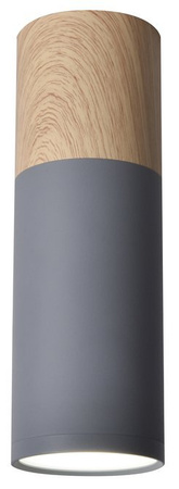 Plafonnier gris et bois 6,8x20cm Tube Candellux 2284286