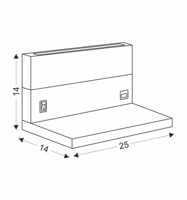 Anet lamp wooden + black wall lamp with a shelf 4000k