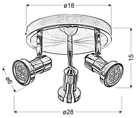 Deckenleuchte plafond 3X50W GU10 sat Nickel-Chrom ARKON 98-60051
