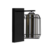 Jonera lamp applique noire P25 1X40 E27 abat-jour fumé 21-08411