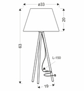 TINCO lampa stołowwa czarny 1x40W E27 abażur szary