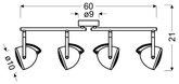 Bandă de perete 4X50W GU10 gri beton PENT 94-68071
