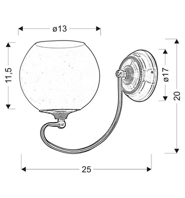 Aplic de perete 1X60W E27 cupru patinat ORBIT 21-69344