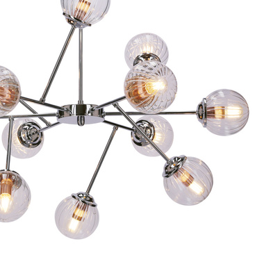 Plafonnier suspendu chrome avec abat-jour en verre 12x40W Best Candellux 30-64806