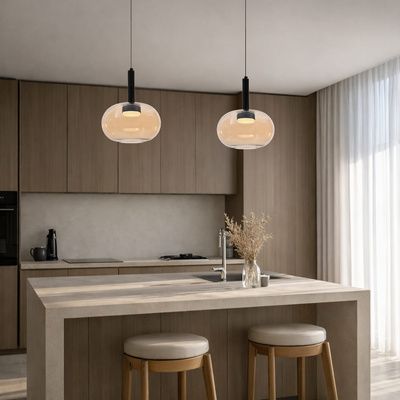 Pendant lamp Bueno single glass amber shade GX53