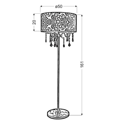 Lampa de podea crom / negru cu cristale Sottile Candellux 53-73945