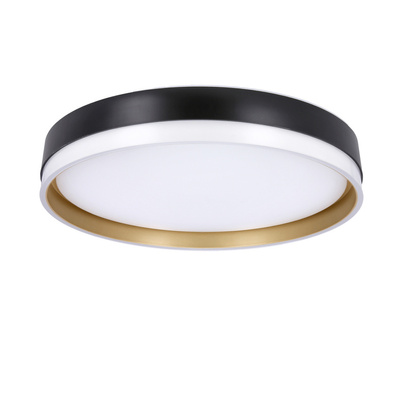 Plafonnier Florida blanc + or + plafond noir 24w led 38 cm abat-jour blanc