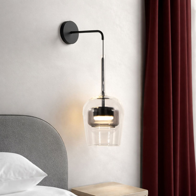 Wall lamp glass shade transparent and smoked for bedroom 1xGX53