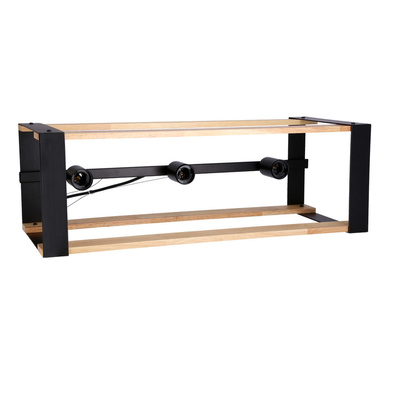 Hanging lamp black metal + wood 3xE27 Varna 33-79077