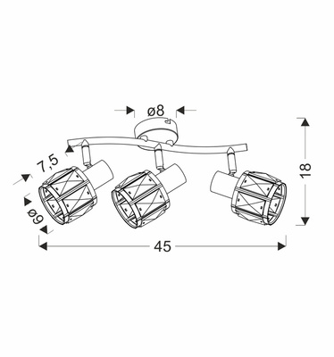 Dubai lampa sufitowa listwa czarny 3x40W E14 klosz różowy złoty kryszt transp