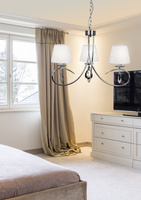 Suspension chrome / abat-jour tissé blanc 3x40W Arnika Candellux 33-21663