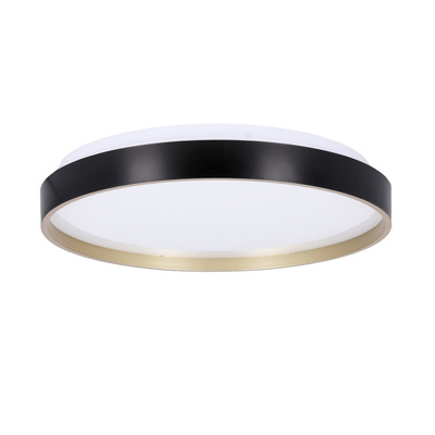 Plafoniera Florida plafon negru si auriu 18w led 33 cm cu abajur alb