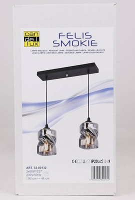 Hanging lamp black/smoke strip 2xE27 Felis 32-00132