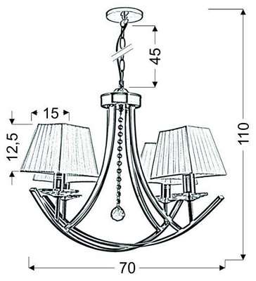 Suspension lustre patine 4xE14 Valencia 34-84555