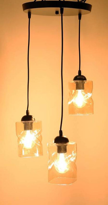 Hanging lamp black/amber plate 3xE27 Felis 33-00217