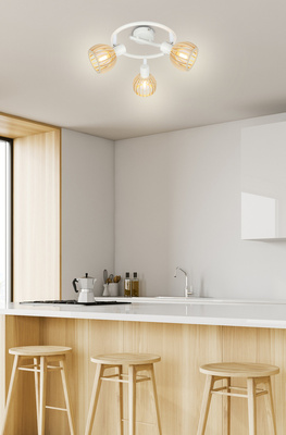 Candellux 98-68125 plafoniera spirala E14 lemn alb