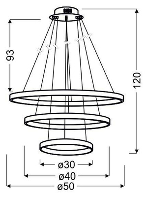 Hängelampe LED 60W Dreifachring Chrom LUNE 33-64738