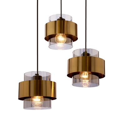 Spiega hanging brass plate e27 with colorless lampshade