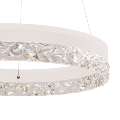 Pendant lamp FROZI in glamour style white shade with crystals elegant and modern LED living room lighting