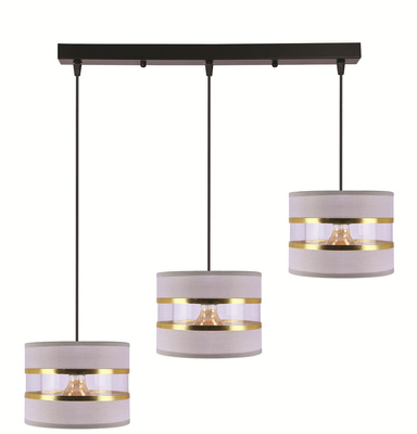 wisząca z abażurami Pandy czarna potrójna do salonu E27 Lampa