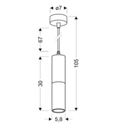 Tube suspendu Candellux or noir 31-77677