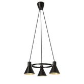 Lampe suspendue plafond noir et or mat 3x40W Plus Candellux 33-71156