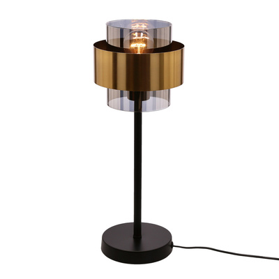 Lampe Spiega laiton noir e27 abat-jour incolore