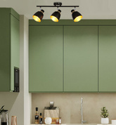 Bande de plafonnier Aleksandria 3x40w noir + abat-jour doré