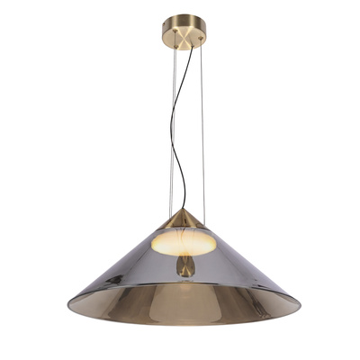 Hanging lamp Presto 50 glass with smoked shade over table for living room GX53
