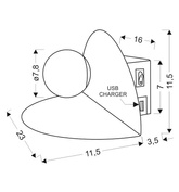 Weiße LED-Wandleuchte 4W 4000K USB-Ladegerät mit Ablage Zenit Candellux 21-76038