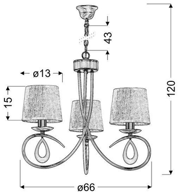 Hängelampe Chrom / weißer gewebter Lampenschirm 3x40W Arnika Candellux 33-21663