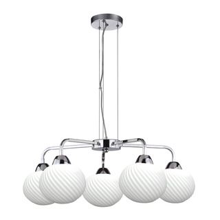 Madryt lampa wisz?ca chrom 5x60W E27 klosz biały