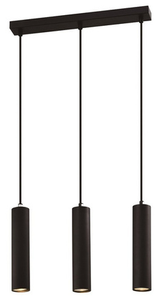 Lampa wisząca tuba Tubo czarna potrójna listwa GU10 regulowana wysokość
