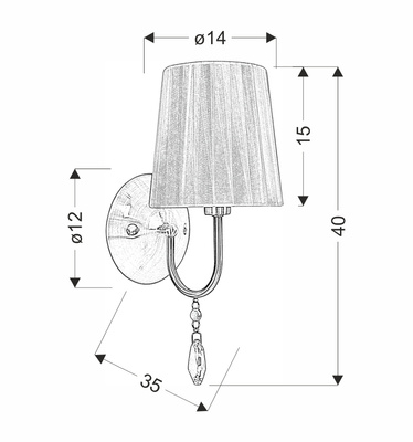 Wall lamp black 1xE14 Sorento Candellux 21-38036