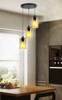 Hanging lamp 3xE27 35cm black/brown Bistro 33-00576