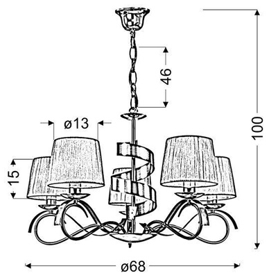 Hanging lamp chrome / gold 5xE14 chandelier Denis 35-23445