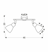 Lampa sufitowa Amcos listwa ze szklanymi kloszami 2-punktowa do salonu