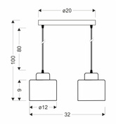 OLIVCA lampa wisząca czarny 2x40W E27 klosz oliwkowy