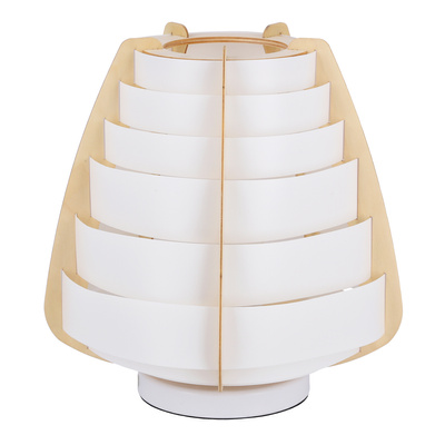 Table lamp NAGOYA in Japandi style white beige shade made of plastic and wood bedside table lamp E27